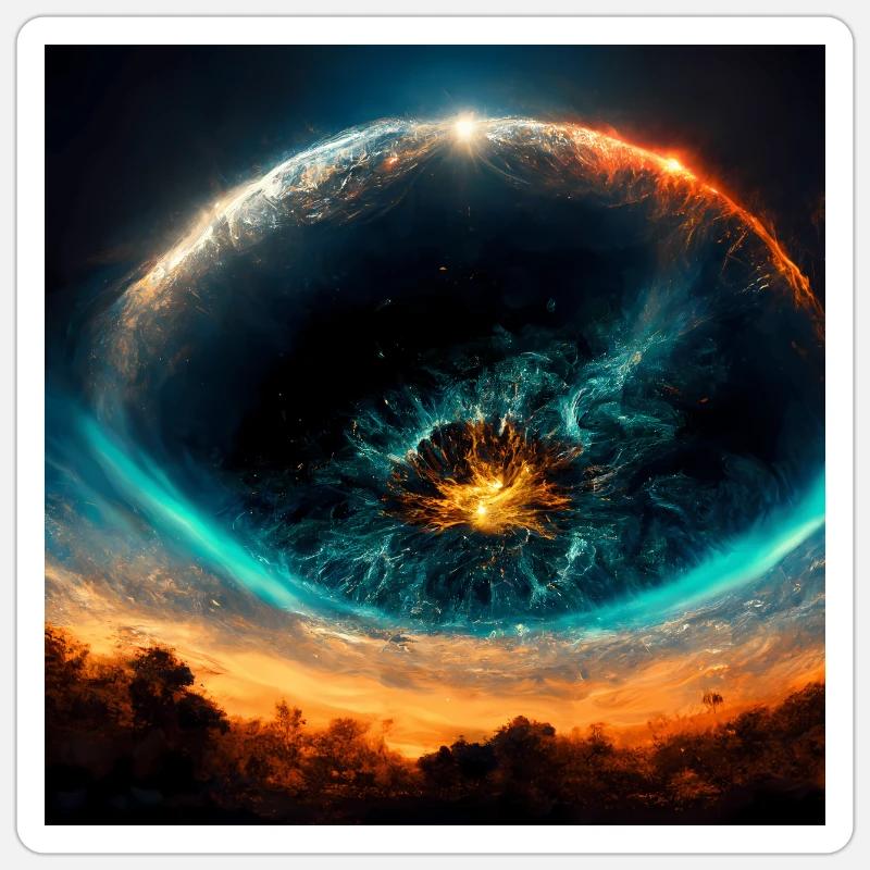 Supernova from Earth from Cosmic Explosion Sticker size S (10 x 10 cm)