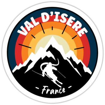 Skifahren im Val d'Isere Frankreich Vintage - Sticker Größe S (10 x 10 cm) - Mattweiß - Vorne