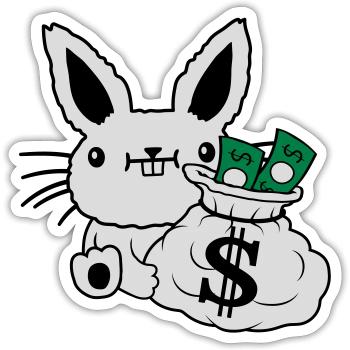 Rich Money Bag Billets de banque de lapin de Pâques - Sticker taille S (10 x 10 cm) - blanc mat - Devant