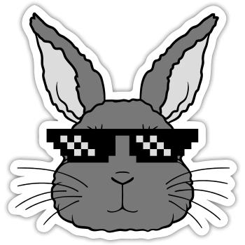 Hase deal with it - Sticker size S (10 x 10 cm) - white matte - Front