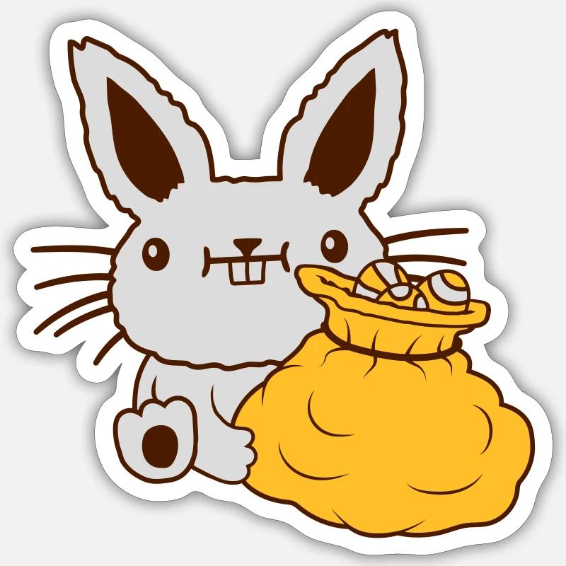 Osterhase großer Eier Sack Sticker Größe S (10 x 10 cm)
