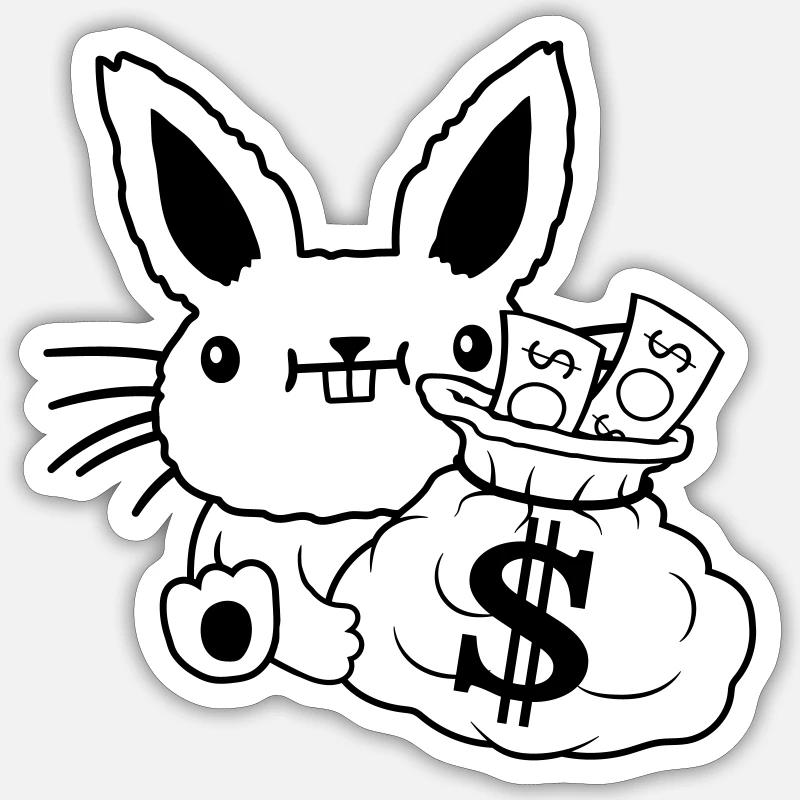 Money bag rich Easter banknotes Sticker size S (10 x 10 cm)