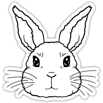 Gesicht niedlicher kleiner Hase - Sticker Größe S (10 x 10 cm) - Mattweiß - Vorne