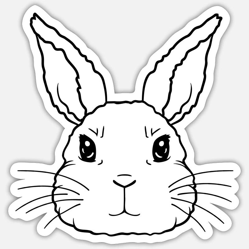 Visage mignon petit lapin - Sticker taille S (10 x 10 cm) - blanc mat