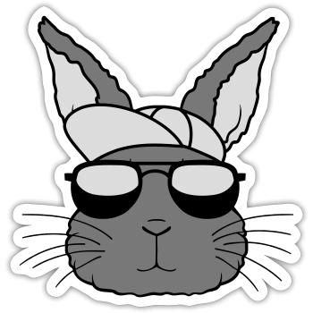 Capy Sonnenbrille Hase Cool - Sticker Größe S (10 x 10 cm) - Mattweiß - Vorne