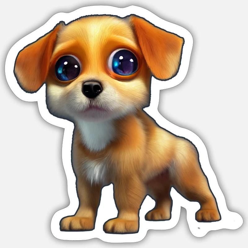 Chiot 3 - Sticker taille S (10 x 10 cm) - blanc mat