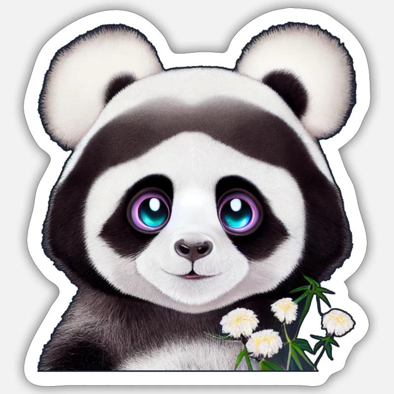 Panda aux fleurs Sticker taille S (10 x 10 cm)