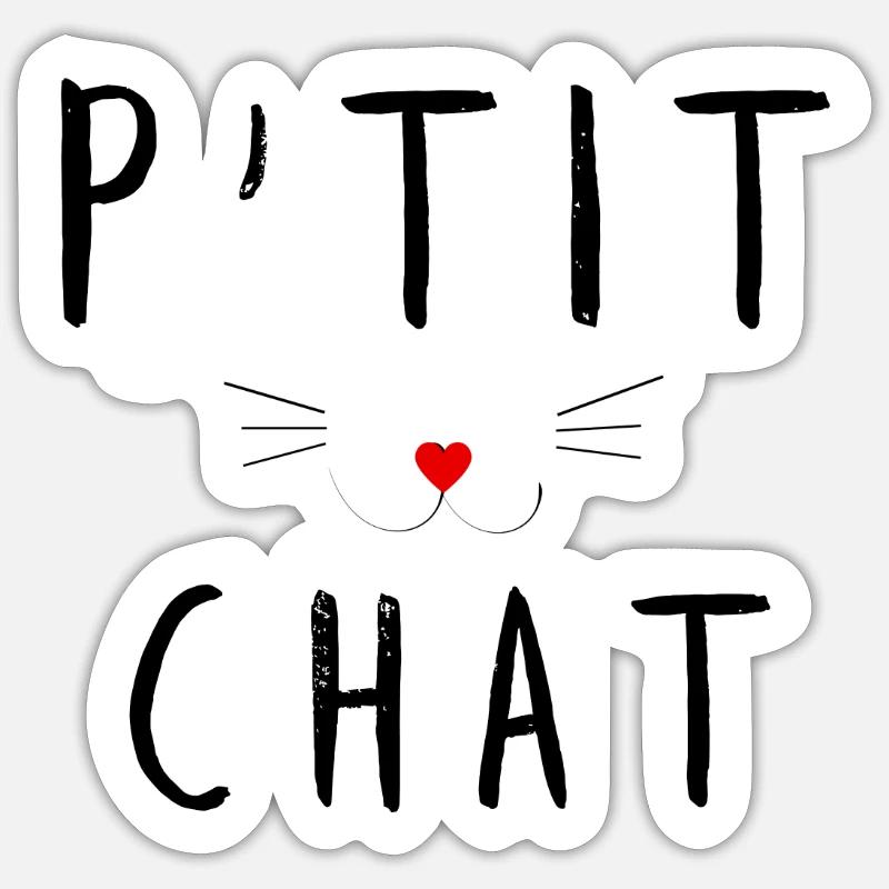 P'tit chat - Sticker taille S (10 x 10 cm) - blanc mat