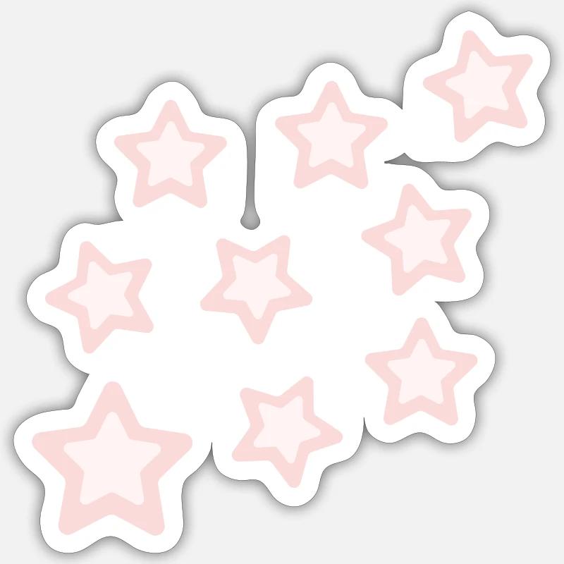 Rosa Sternchen - Sticker Größe S (10 x 10 cm) - Mattweiß