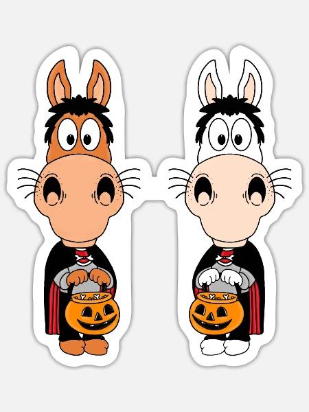 PFERDE - PONYS - HALLOWEEN - TIERISCH - Sticker Größe S (10 x 10 cm) - Mattweiß