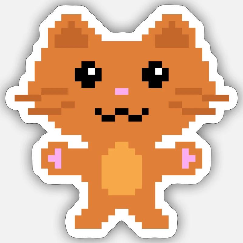 Pixel-Katze - Sticker Größe S (10 x 10 cm) - Mattweiß
