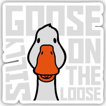 goose on the loose - Sticker Größe S (10 x 10 cm) - Mattweiß - Vorne