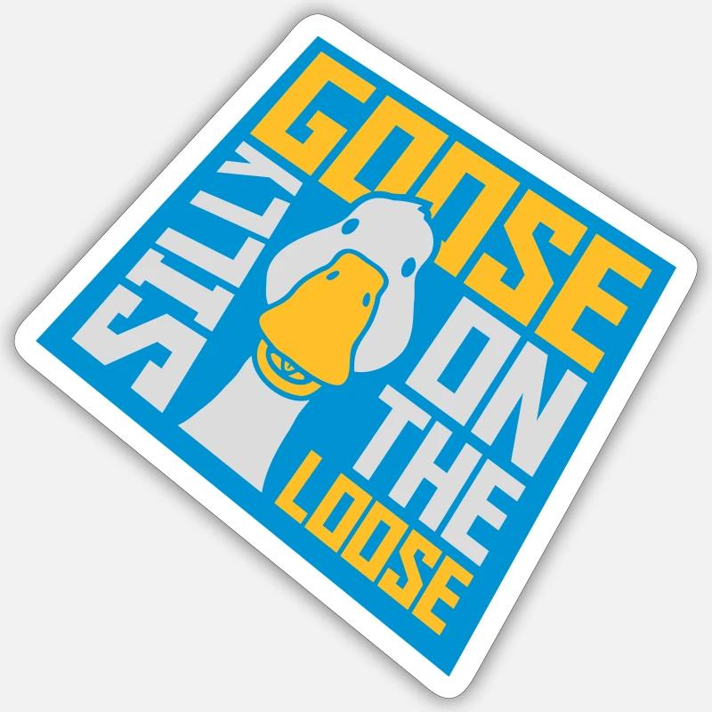 oie en liberté - Sticker taille S (10 x 10 cm) - blanc mat