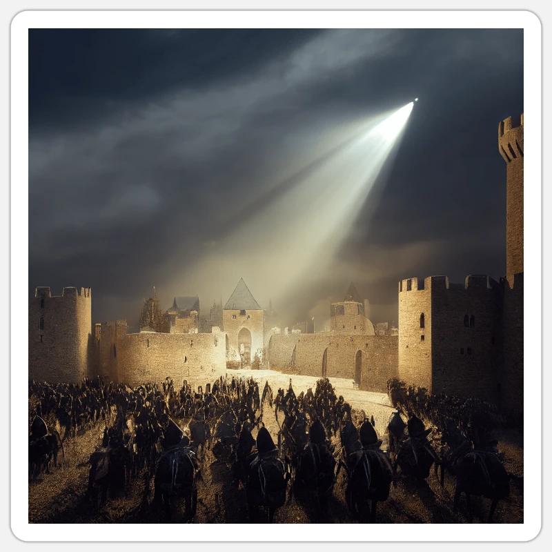 Mittelalterliches Schloss mit Armee Version 1 Sticker Größe S (10 x 10 cm)