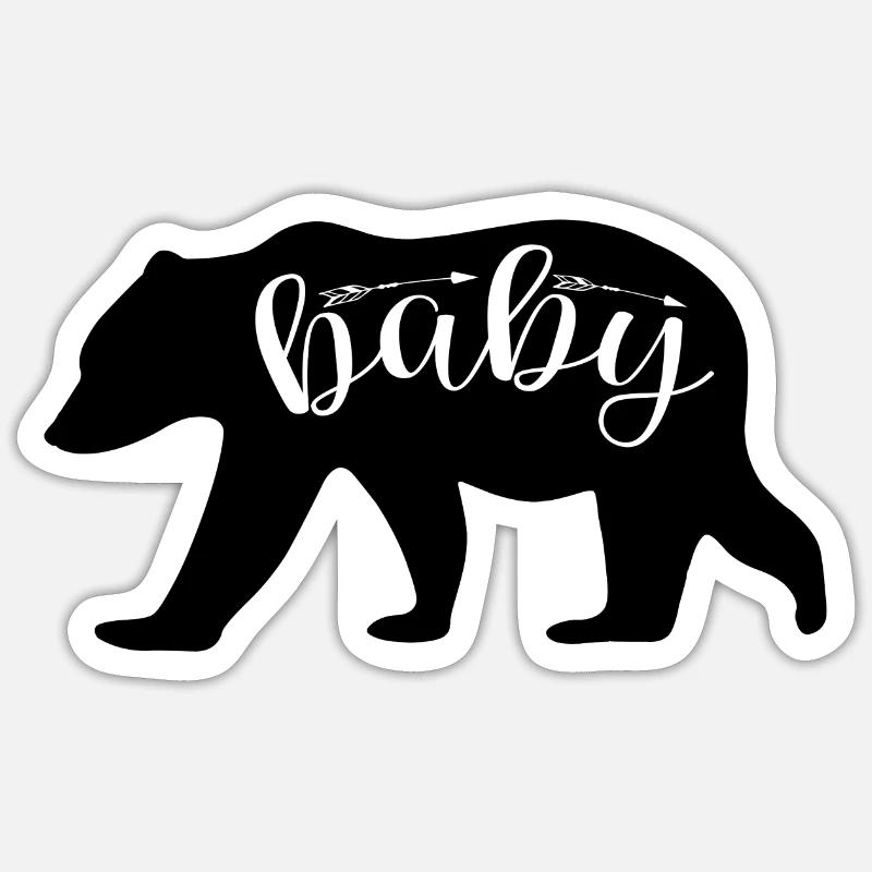 bébé ours - Sticker taille S (10 x 10 cm) - blanc mat