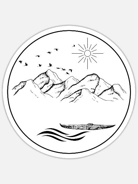 Der See am Berg - Sticker Größe S (10 x 10 cm) - Mattweiß