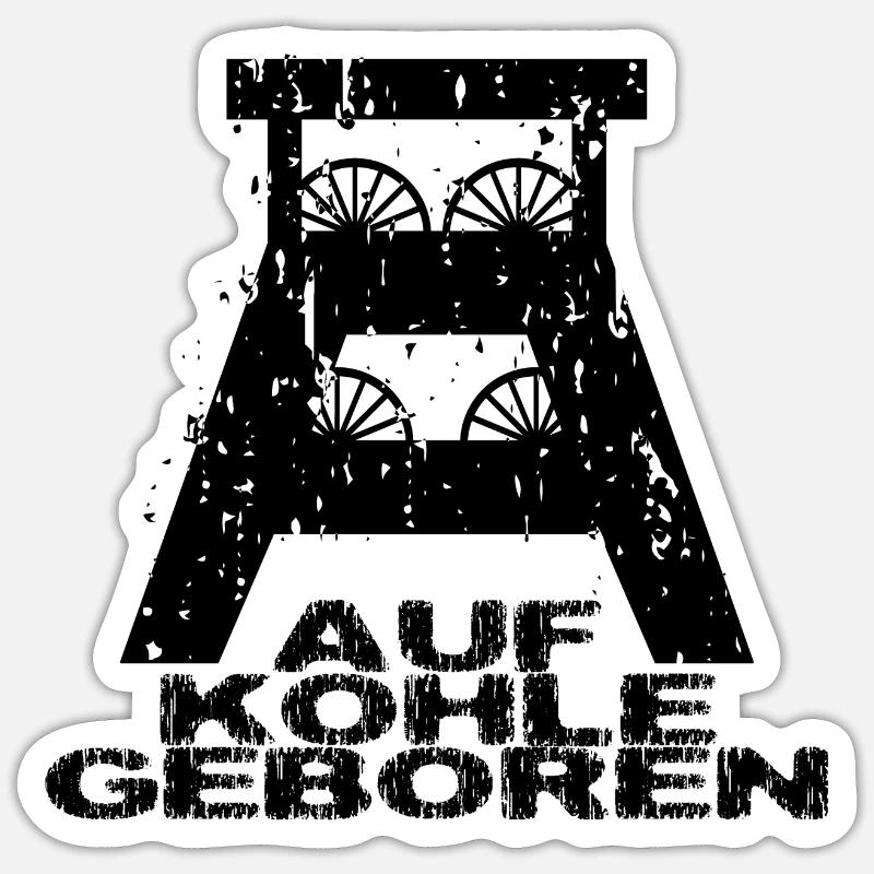 Born on coal - Sticker size S (10 x 10 cm) - white matte