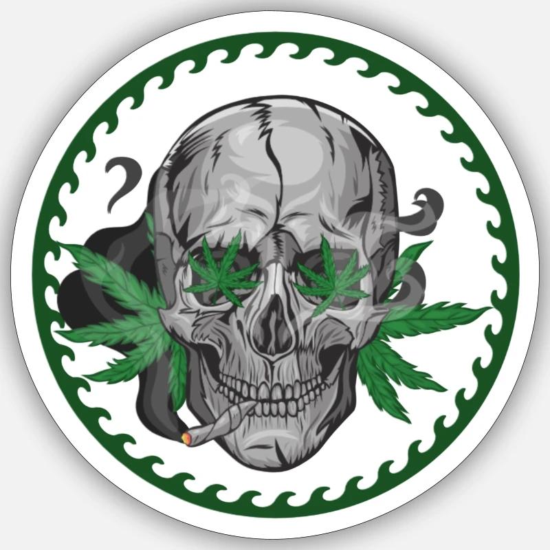 Skull Hanfblatt Sticker Größe S (10 x 10 cm)