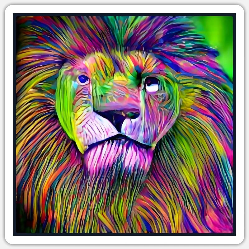 LION MULTICOLORE Sticker taille S (10 x 10 cm)