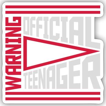 avertissement citation officielle d’adolescent - Sticker taille S (10 x 10 cm) - blanc mat - Devant