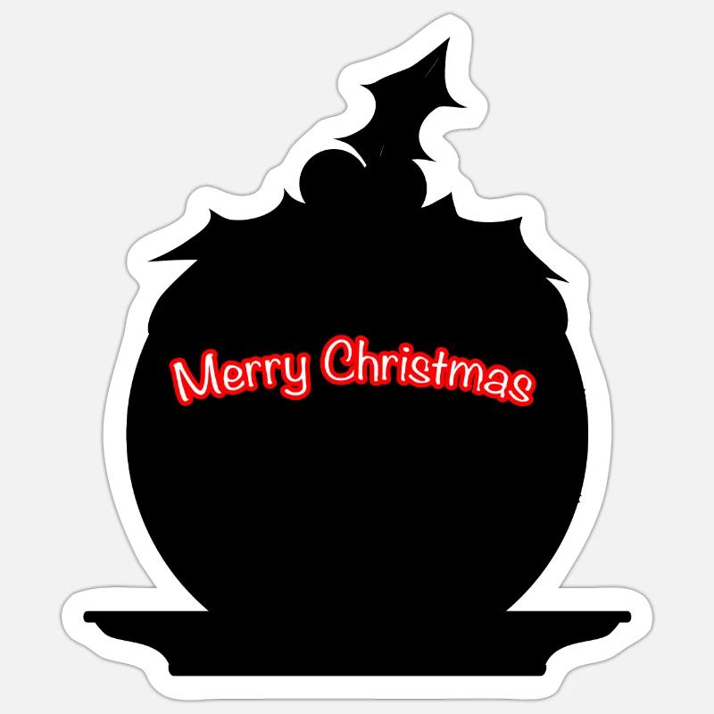 Christmas Pudding SIlhouette - Sticker size S (10 x 10 cm) - white matte
