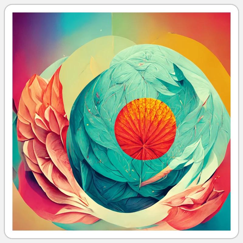 Fleur de Mandala Colorée Version 1 - Sticker taille S (10 x 10 cm) - blanc mat