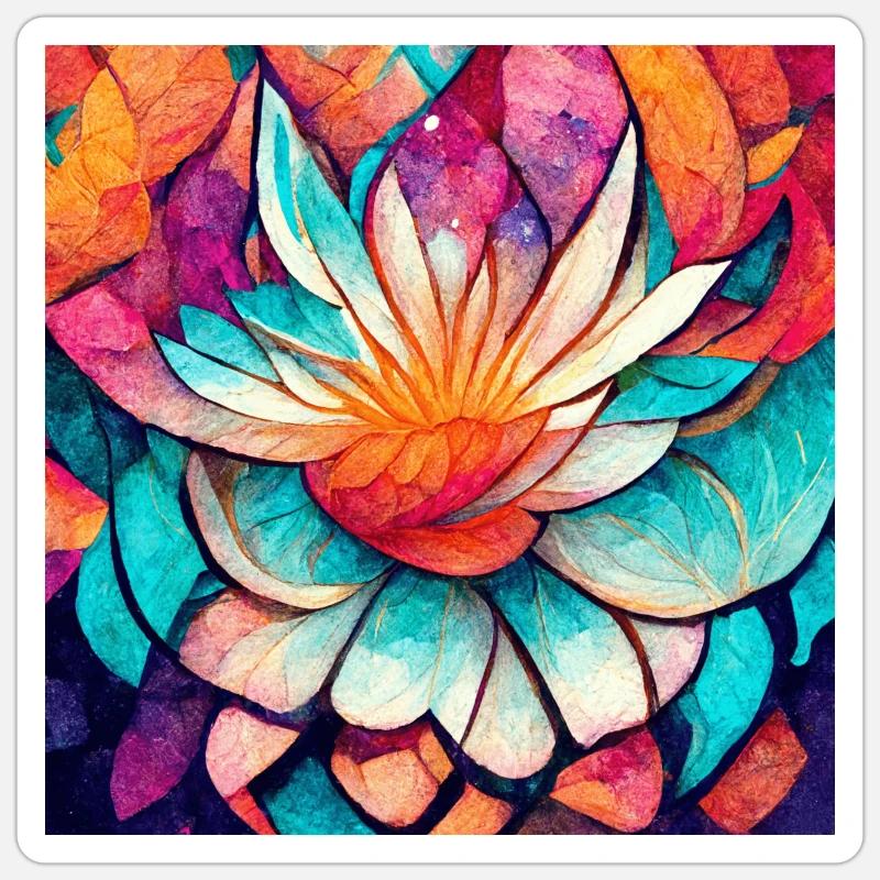 Bunte Mandala Blume Version 3 Sticker Größe S (10 x 10 cm)