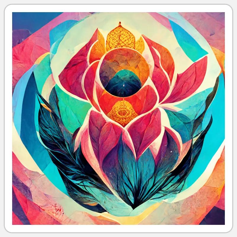 Bunte Mandala Blume Version 4 Sticker Größe S (10 x 10 cm)