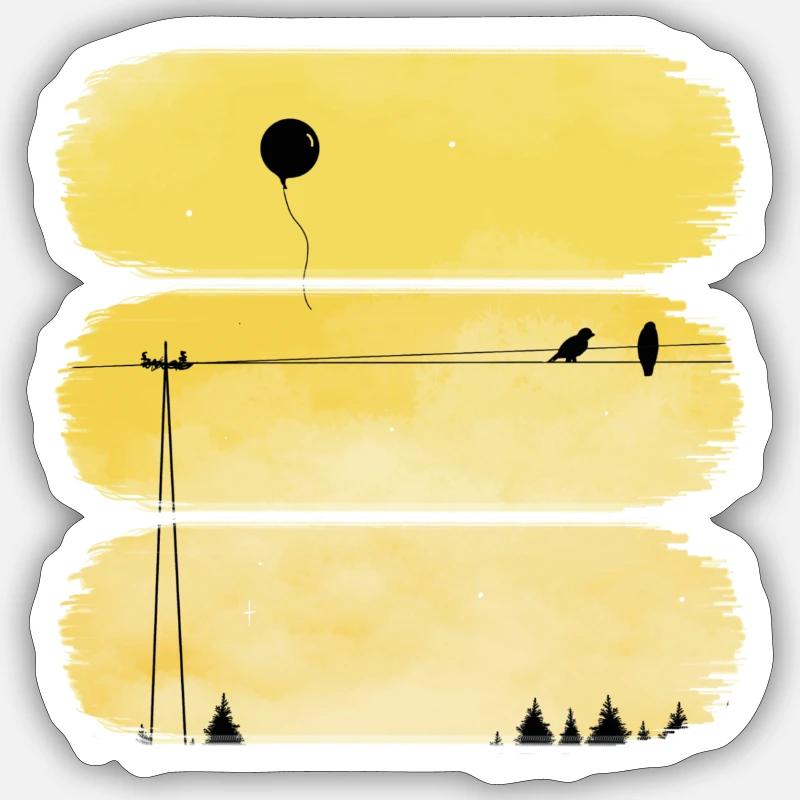 Yellow Scene - Sticker Größe S (10 x 10 cm) - Mattweiß