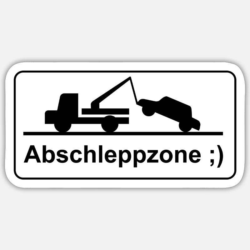 Abschleppzone ;) - Sticker Größe S (10 x 10 cm) - Mattweiß