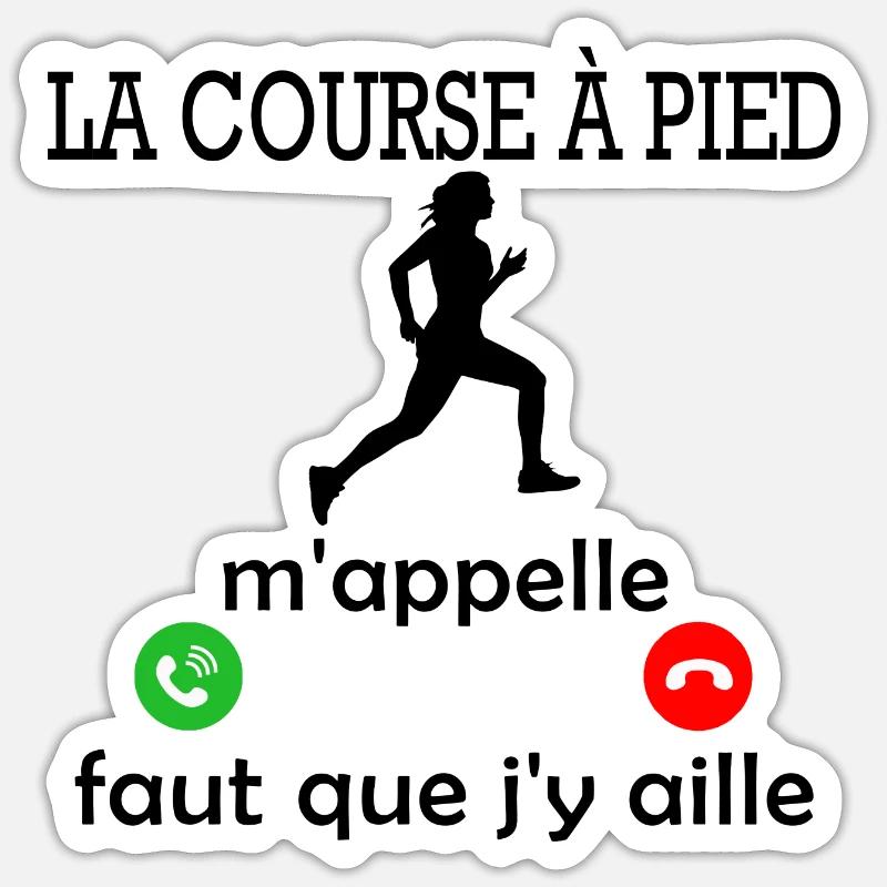 la course à pied m appelle - Sticker taille S (10 x 10 cm) - blanc mat