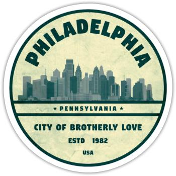 Philadelphia Skyline Abzeichen - Sticker Größe S (10 x 10 cm) - Mattweiß - Vorne