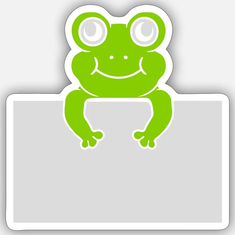 Text präsentieren Comic Frosch - Sticker Größe S (10 x 10 cm) - Mattweiß