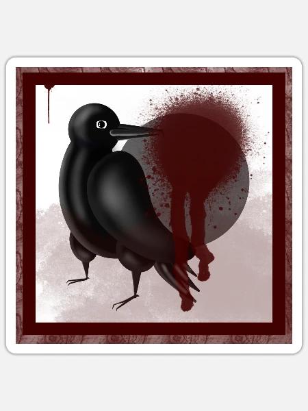 Düsterer Rabe Dohle Vogel in Schwarz - Sticker Größe S (10 x 10 cm) - Mattweiß