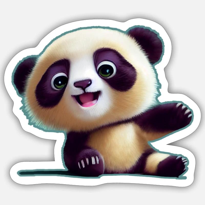 Panda 5 - Sticker taille S (10 x 10 cm) - blanc mat