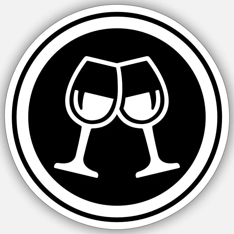 Wein Gläser - Sticker Größe S (10 x 10 cm) - Mattweiß