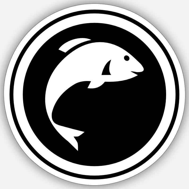 Fisch Symbol - Sticker Größe S (10 x 10 cm) - Mattweiß