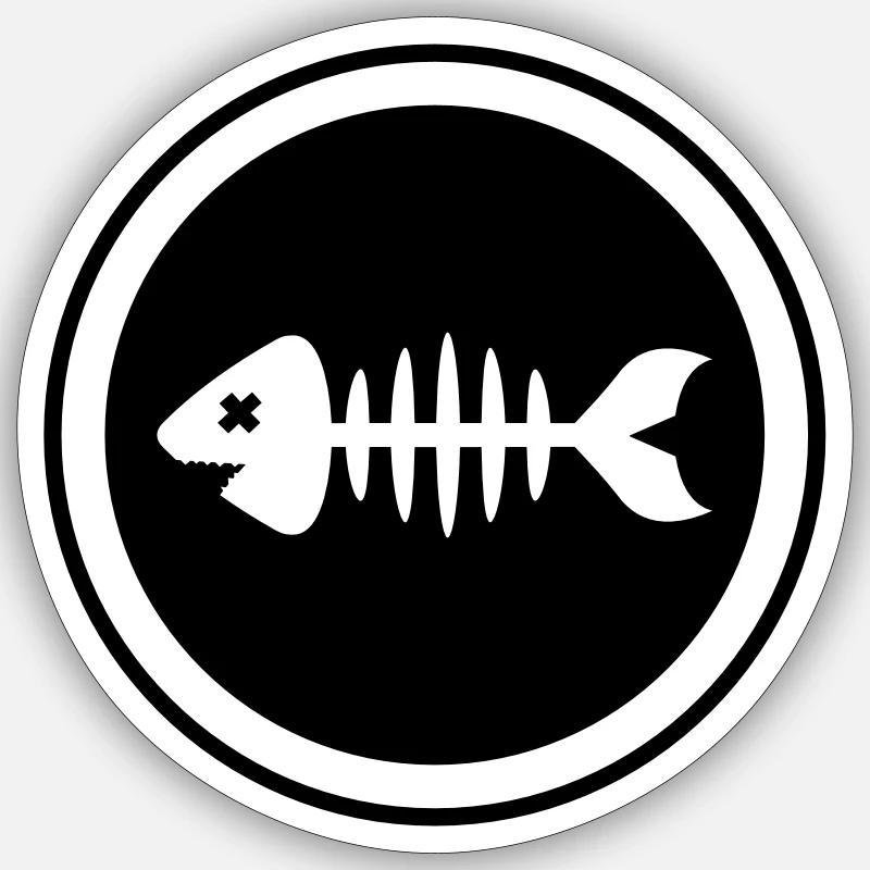 Fish Symbol Bone Bone - Sticker size S (10 x 10 cm) - white matte