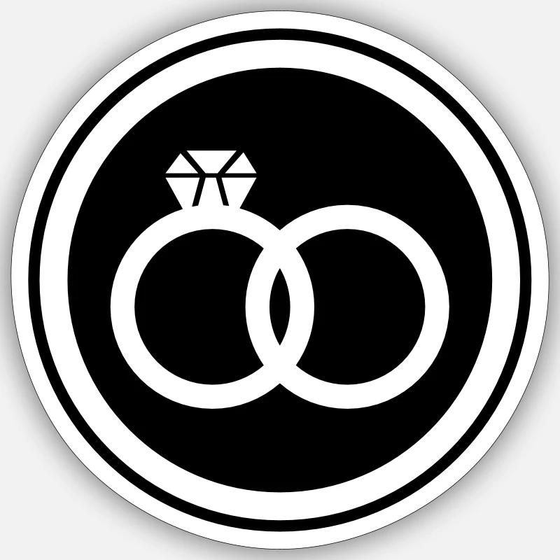 Eheringe Ring Hochzeit - Sticker Größe S (10 x 10 cm) - Mattweiß