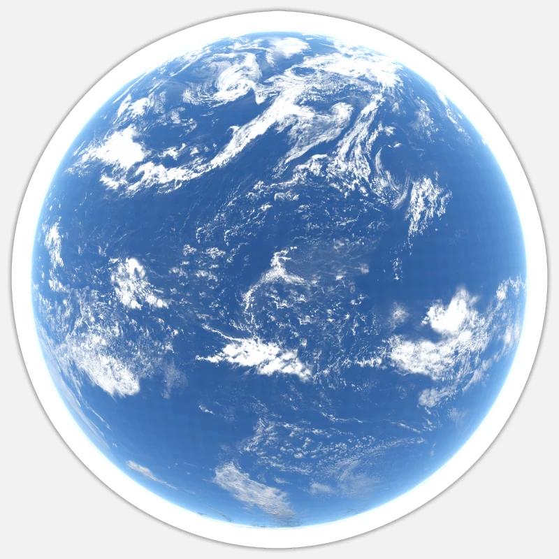 Neptune Eau et Nuages Planète - Sticker taille S (10 x 10 cm) - blanc mat