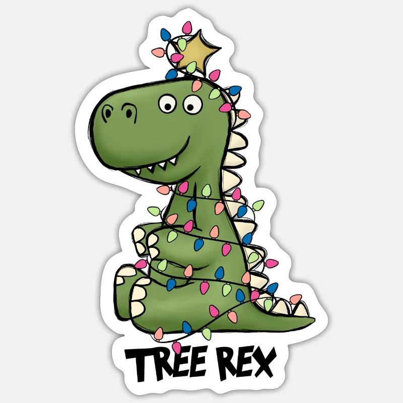 Christmas Dinosaur Tree Rex - Sticker size S (10 x 10 cm) - white matte