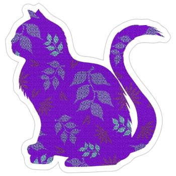 sitzende katze, gemustert, Blumen Outfits - Sticker Größe S (10 x 10 cm) - Mattweiß - Vorne