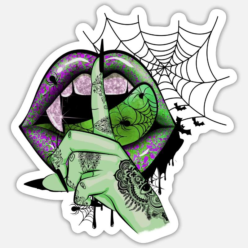 Green Vampire lips - Sticker Größe S (10 x 10 cm) - Mattweiß