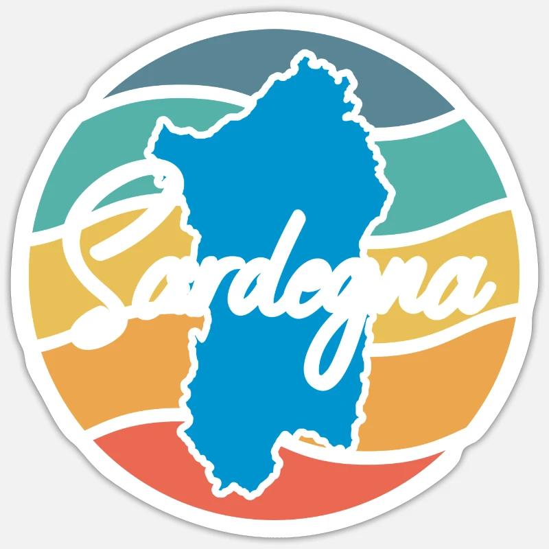 Sardaigne Rétro - Sticker taille S (10 x 10 cm) - blanc mat
