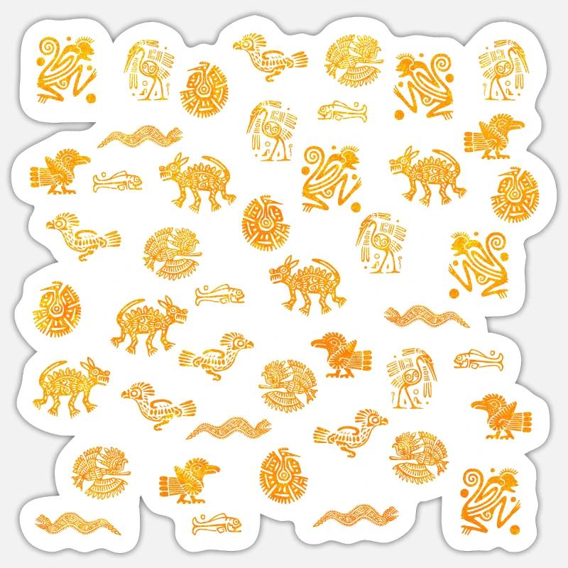 Aztec Figures - Sticker size S (10 x 10 cm) - white matte