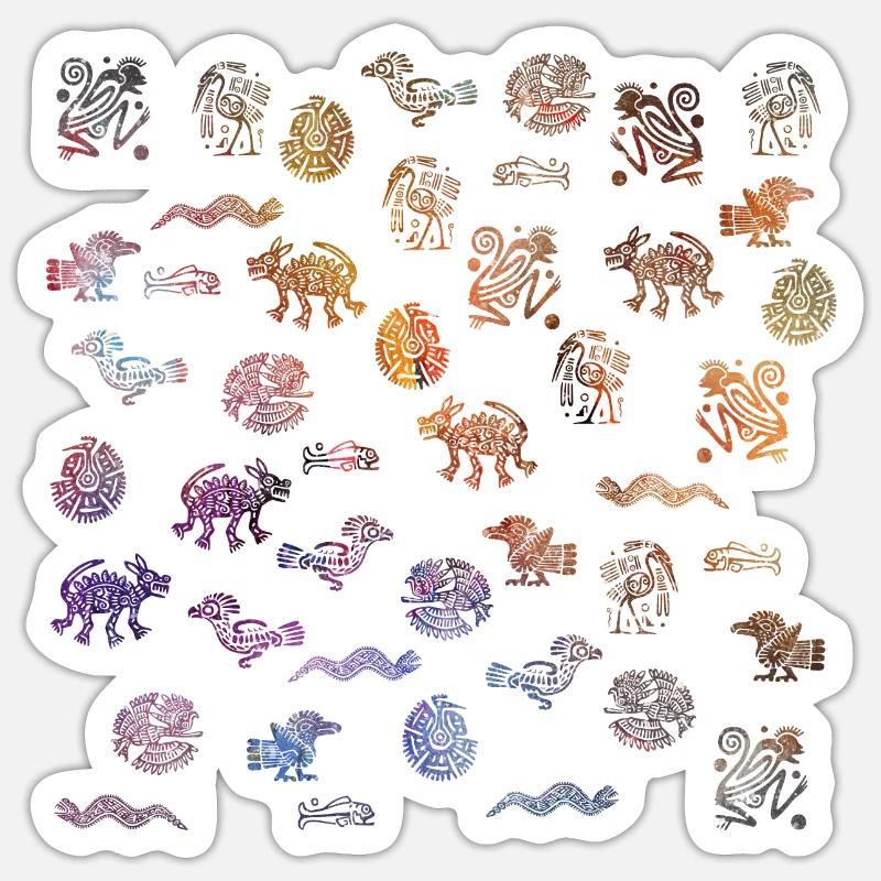 Aztèques Imagens - Sticker taille S (10 x 10 cm) - blanc mat
