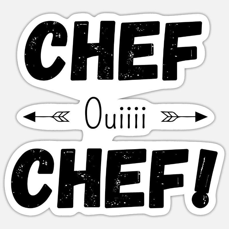 Chef oui chef - Sticker taille S (10 x 10 cm) - blanc mat