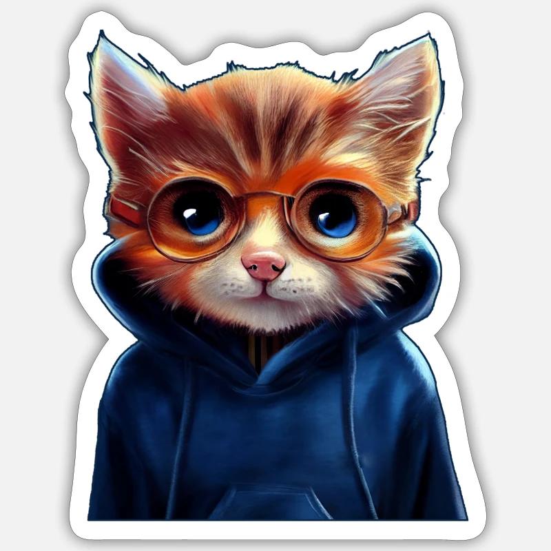 Chat avec pull Sticker taille S (10 x 10 cm)
