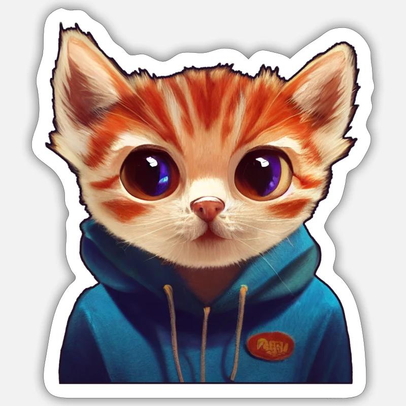 Katze mit Pullover - Sticker Größe S (10 x 10 cm) - Mattweiß
