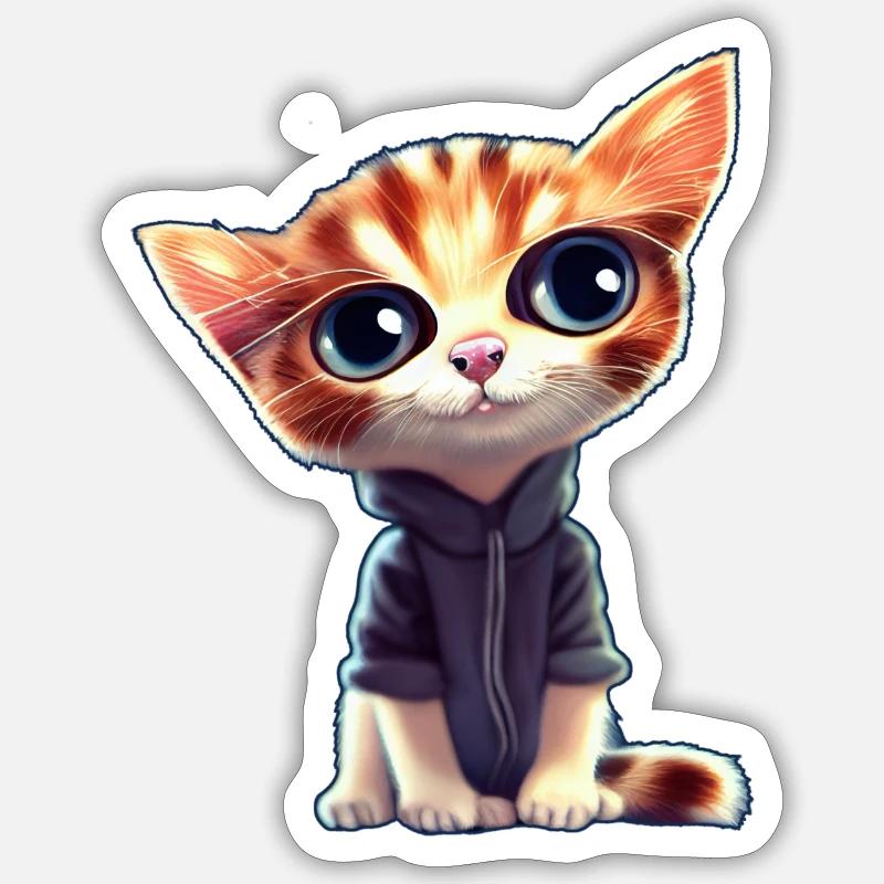 Chat super mignon - Sticker taille S (10 x 10 cm) - blanc mat